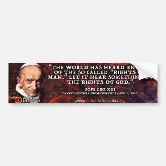Pope Leo XIII "Droits de Dieu" Bumper Sticker (Devant)