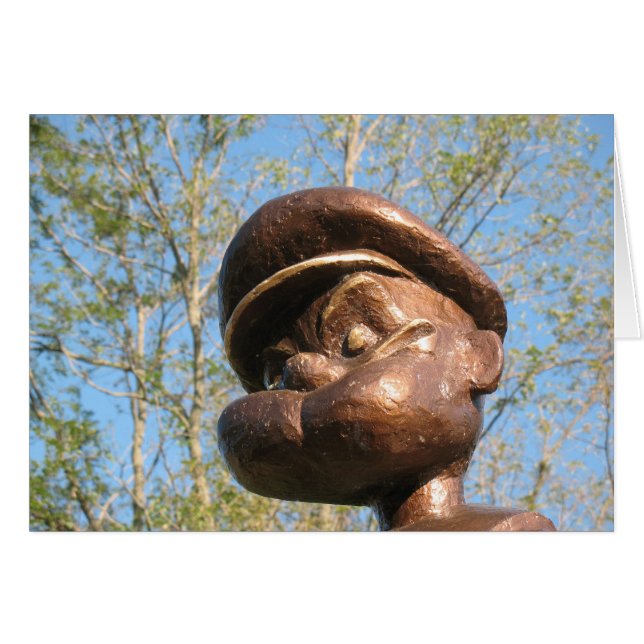 Popeye-standbeeld in Chester, Illinois (Voorkant Horizontaal)