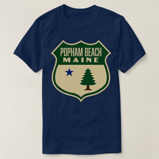 Popham Beach Maine Retro Pine Tree Shield Groen T-shirt (Design voorkant)