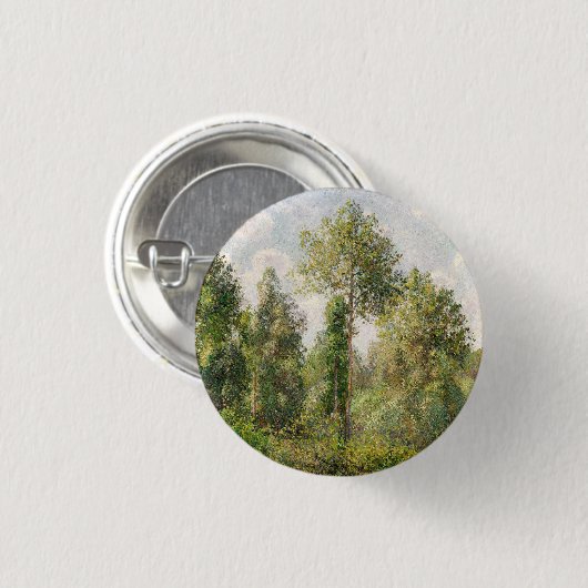 Poplars, Éragny Camille Pissarro Ronde Button 3,2 Cm (Voorkant /achterkant)
