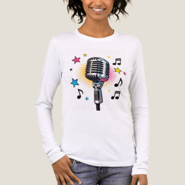 Popmicrofoon met kleurrijke sterren en muzieknoten Tri-Blend shirt