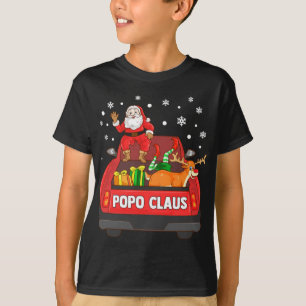 Popo Claus Rode Vrachtwagen Santa Rendier Elf Kers T-shirt