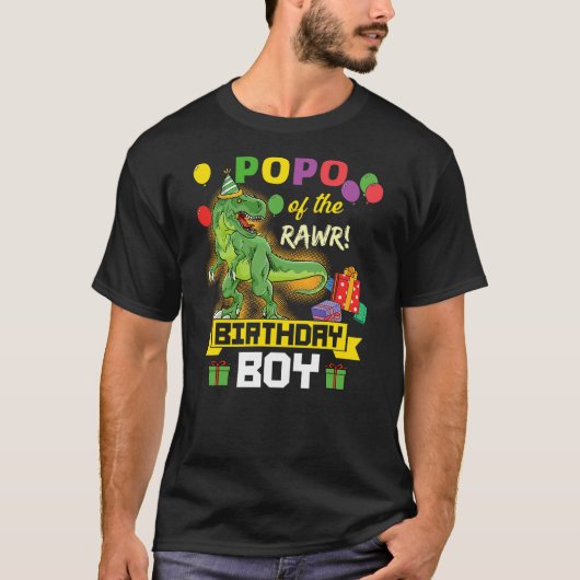 Popo of the Birthday Boy Dinosaur Celebration Grap T-shirt (Voorkant)