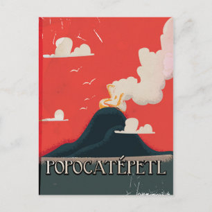 Popocatépetl Volcano Travel Poster Briefkaart
