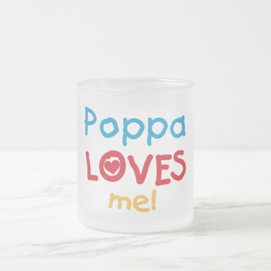 Poppa Loves Me T-shirts en geschenken Matglas Koffiemok (Center)