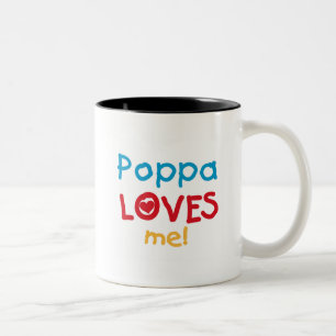 Poppa Loves Me T-shirts en geschenken Tweekleurige Koffiemok