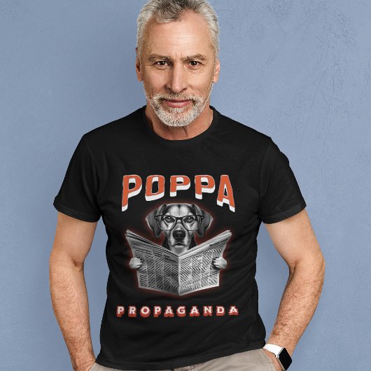 Poppa Propaganda Nieuws Media Dog Reading Krant T-shirt