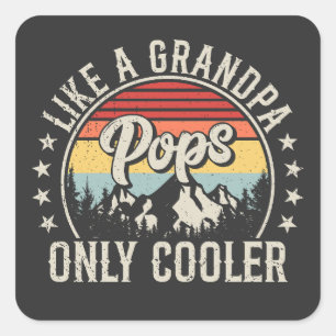 Poppen als een opa alleen koelere retro vierkante sticker