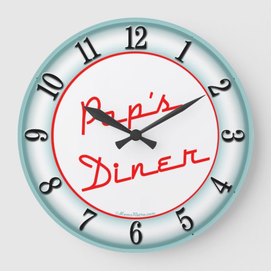Poppen Diner Retro Kitchen wandklok Grote Klok (Voorkant)