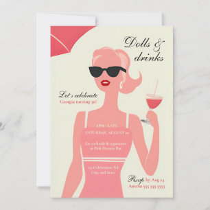 Poppen & Drinken 30e Verjaardag Cocktail Party Kaart