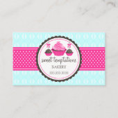 Poppen en cupcake Aqua Pink Visitekaartje (Voorkant)