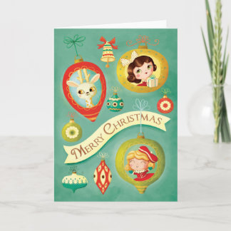  poppen en rendieren kerst Wenskaart Feestdagen Kaart