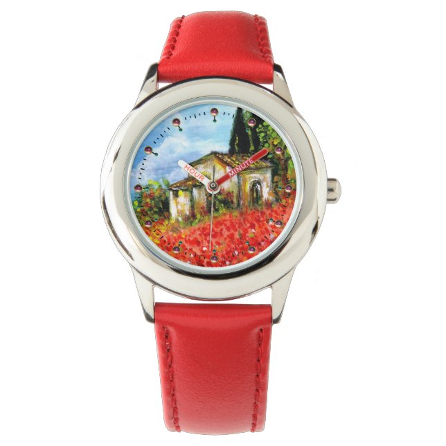 POPPEN IN TUSCANY LANDSCAPE HORLOGE (Voorkant)