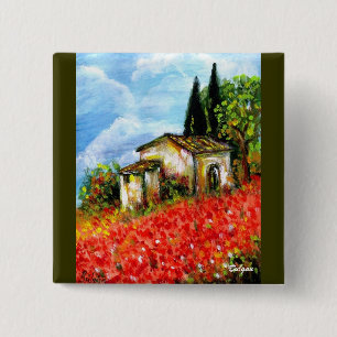 POPPEN IN TUSCANY VIERKANTE BUTTON 5,1 CM