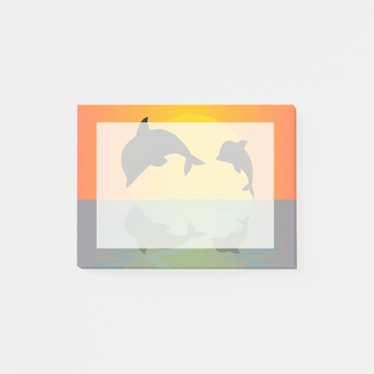 Poppen met rolvergrendeling op zonsondergang post-it® notes (Voorkant)