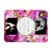 Poppen van Roze & Paarse Levendige Bloemen Save th Magneet (Horizontaal)
