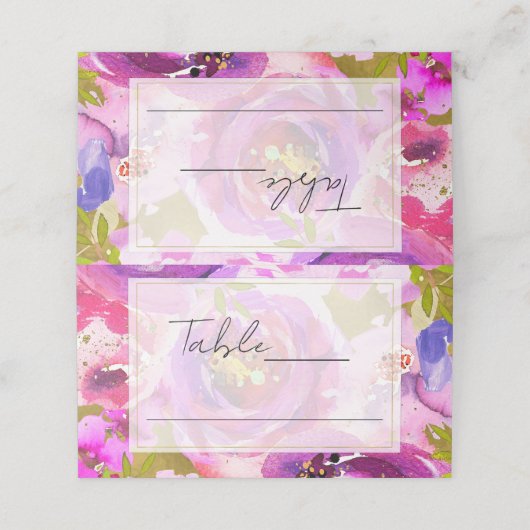 Poppen van Roze & Paarse Levendige Bloemen Trouwna (Buitenkant ongevouwen)