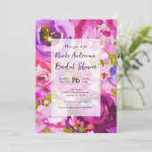 Poppen van roze & Paarse Vibrant Floral Vrijgezell Kaart (Staand voorkant)