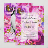 Poppen van roze & Paarse Vibrant Floral Vrijgezell Kaart (Voorkant / Achterkant)