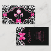 Poppen Visitekaartje Roze Damask Zebra (Voorkant / Achterkant)