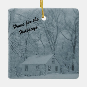 Poppenhuis in sneeuwstorm keramisch ornament