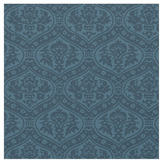 Poppenschaal Renaissance Damask, Pruisisch blauw Stof (Close Up)
