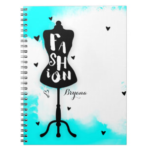 Poppenstand FASHION Aqua & Wit met Harten Notitieboek