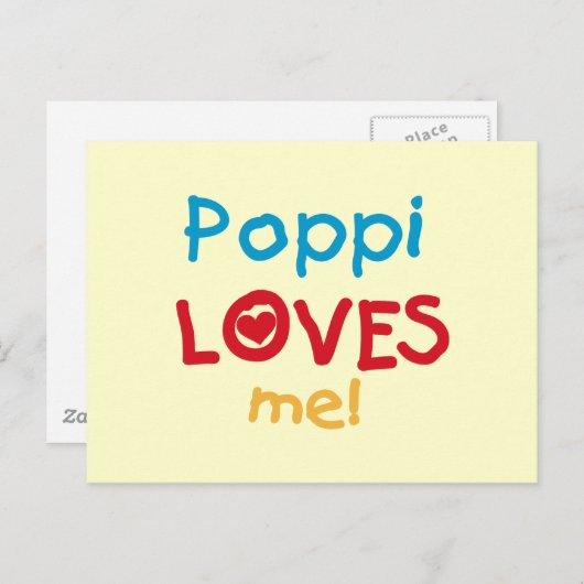 Poppi Loves Me T-shirts en geschenken Briefkaart (Voorkant / Achterkant)