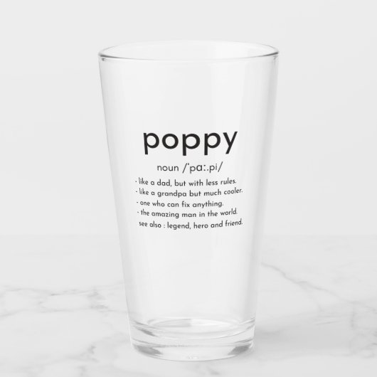 Poppie definitie grappige opa Vaderdag Glas (Voorkant)