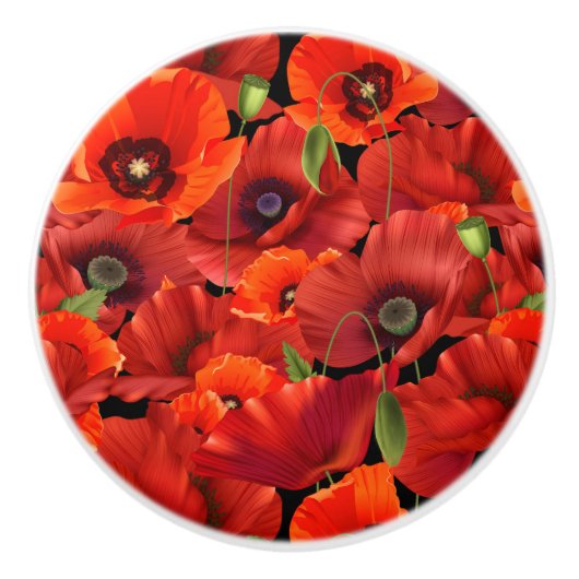 Poppie Keramische Knop (Voorkant)
