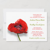 Poppie rouge sur Faire-part de mariage blanc (Devant)