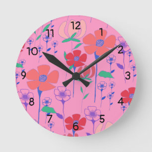 Poppie roze wandklok ronde klok