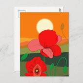 Poppie weide bij zonsondergang briefkaart (Voorkant / Achterkant)