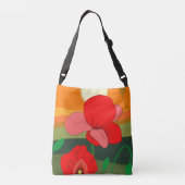Poppie weide bij zonsondergang crossbody tas (Achterkant)