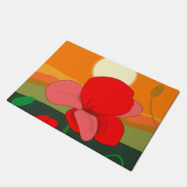 Poppie weide bij zonsondergang deurmat
