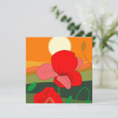 Poppie weide bij zonsondergang kaart (Staand voorkant)