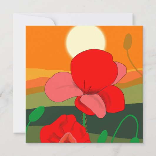 Poppie weide bij zonsondergang kaart (Voorkant)