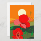 Poppie weide bij zonsondergang kaart (Voorkant / Achterkant)