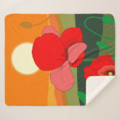 Poppie weide bij zonsondergang sherpa deken (Voorkant (horizontaal))