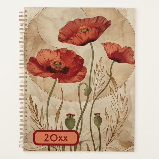 Poppies 20XX Classic Spiral Planner Digitale Kunst (Voorkant)