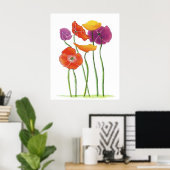 Poppies abondantes aquarelle tableau Poster (Bureau à domicile)