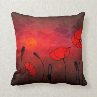 Poppies bij Sunset Kussen