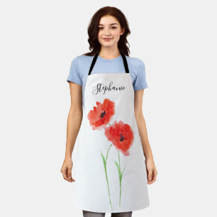 Poppies Bloemenrood Poppy Botanische Kunst Zomer Schort