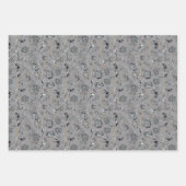 Poppies Blue Gray Gray Floral Pattern Inpakpapier Vel (Voorkant 3)