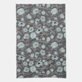 Poppies Blue Grey Black Waterverf Flowers Theedoek (Verticaal)