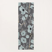Poppies Blue Grey Charcoal Waterverf Flora Yogamat (Achterkant)