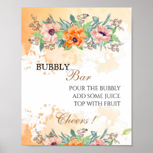Poppies bubbly bar bruiloftsborrel bord poster
