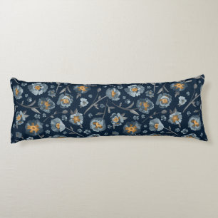 Poppies Charming Blue Gray Floral Lichaamskussen