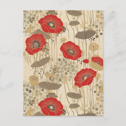 Poppies Chiyogami Briefkaart (Voorkant)