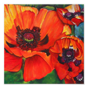 Poppies Colorful Oranje Oriental Painting Foto Afdruk